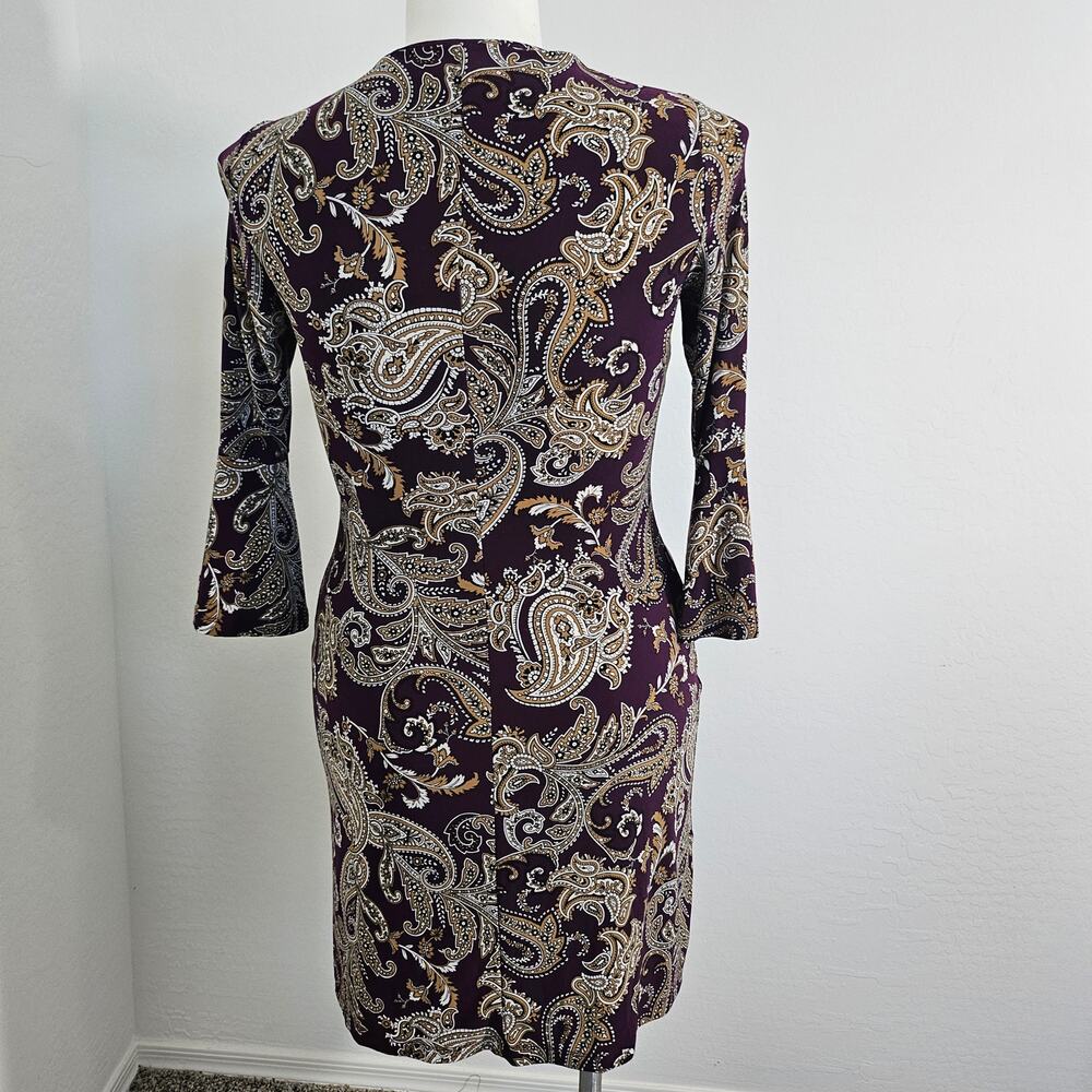 Tommy Hilfiger Petite Paisley Bell-Sleeve Shift Dress - Size 2 - Picture 4 of 9